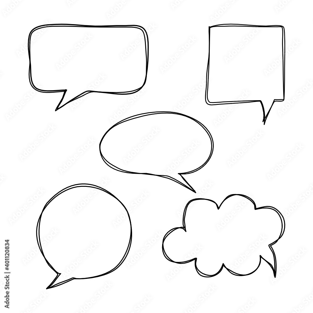 Speech bubble hand drawn on white background. Speech bubble hand drawn on white background.
