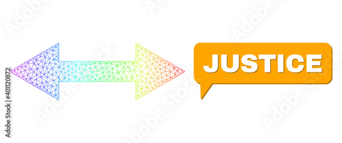 Justice and horizontal flip composition. Spectrum colored net horizontal flip, and speech Justice cloud frame. Speech colored Justice cloud has shadow.