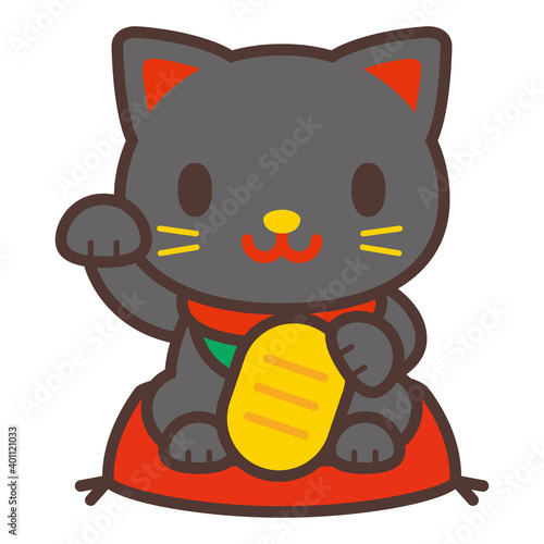 かわいい黒い招き猫 Beckoning cat-Japanese lucky cat
