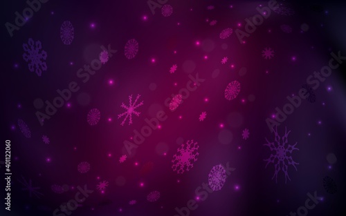 Dark Purple vector texture with colored snowflakes. Blurred decorative design in xmas style with snow. The pattern can be used for year new  websites.