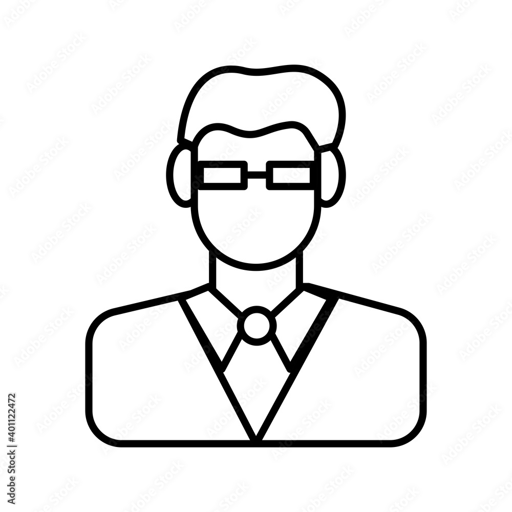 businessman with eyeglasses line style icon