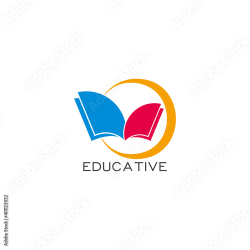 geometric motion circle books colorful design educative symbol logo vector