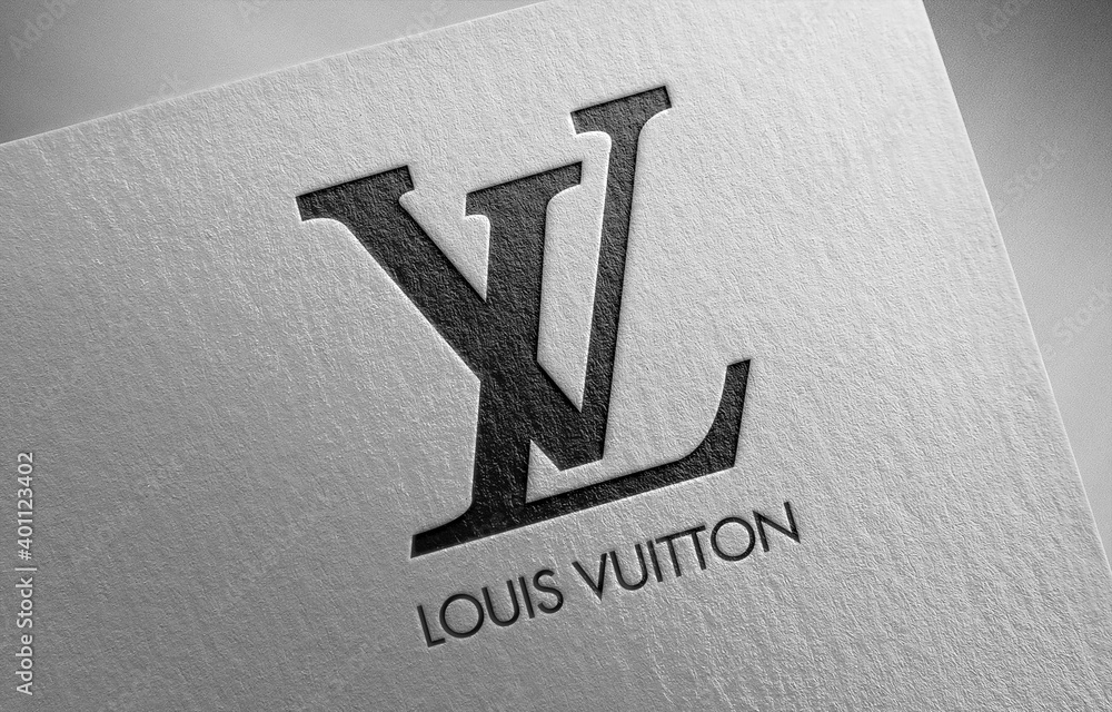 Louis vuitton icon paper texture logo 3d illustration Stock Photo