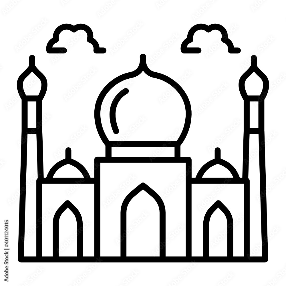 Mosque front view with clouds Concept, Place of worship Vector Icon Design, Arab culture and traditions Symbol on white background, Islamic and Muslim practices Sign, Mosque front view with clouds Concept, Place of worship Vector Icon Design, Arab culture and traditions Symbol on white background, Islamic and Muslim practices Sign,