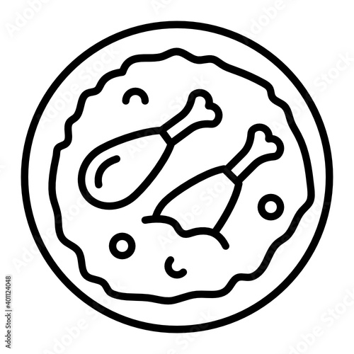 Arabic Mandi Food Concept, Rice with meet with special blend of spices Vector Icon Design, Arab culture and traditions Symbol on white background, Islamic and Muslim practices Sign,