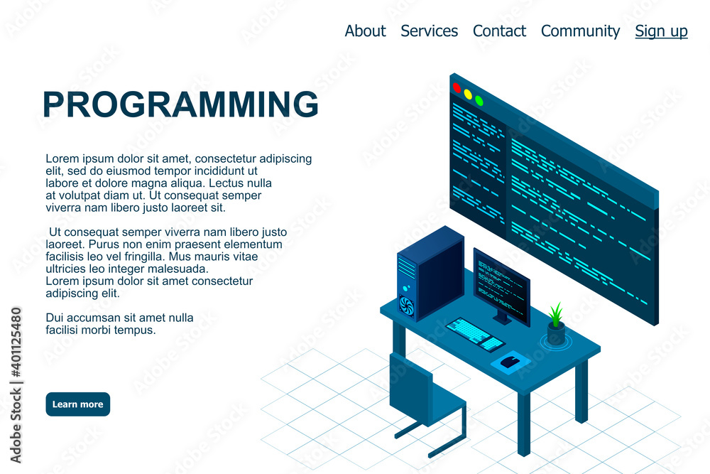 Programming or Software development web page template. Vector ...