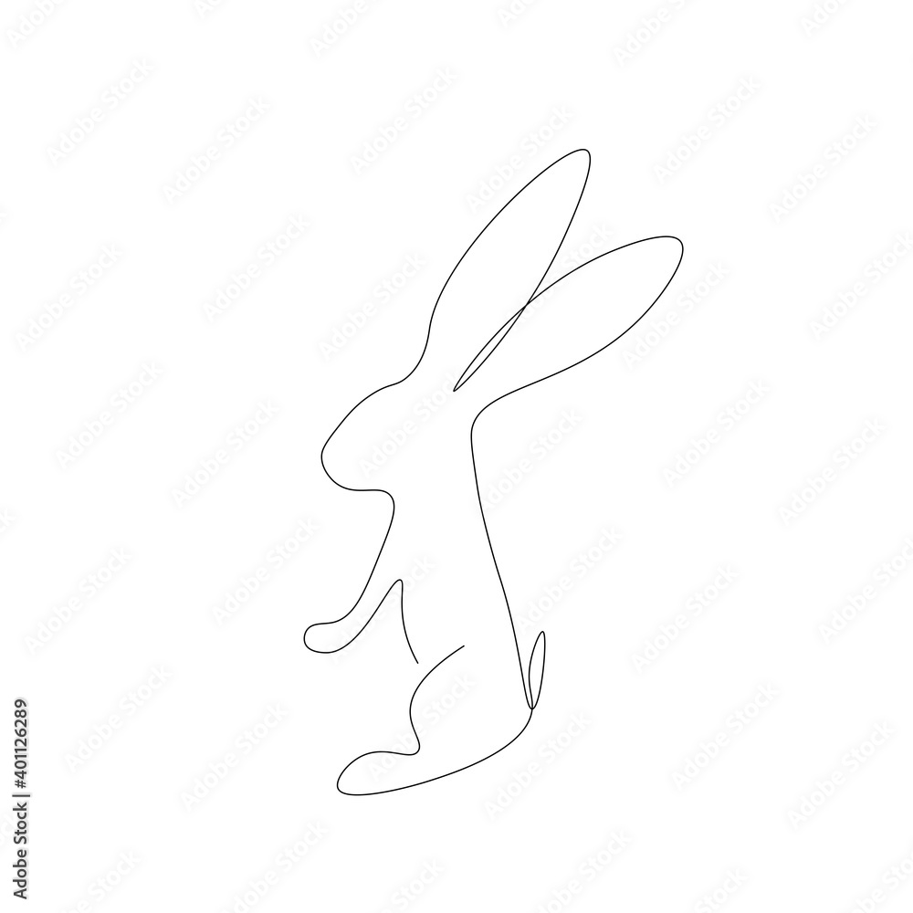 Easter bunny line drawing on white background, vector illustration Easter bunny line drawing on white background, vector illustration