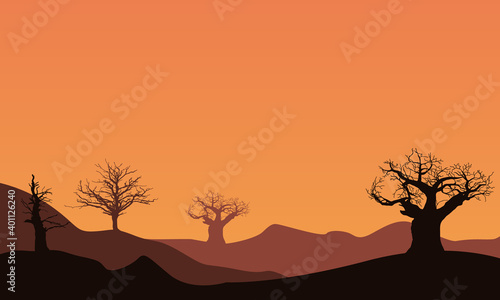 Beautiful scenery in flat land at sunset in the afternoon. City vector