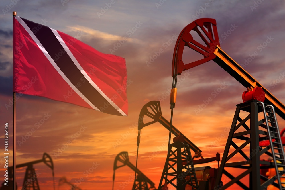 Trinidad and Tobago oil industry concept. Industrial illustration