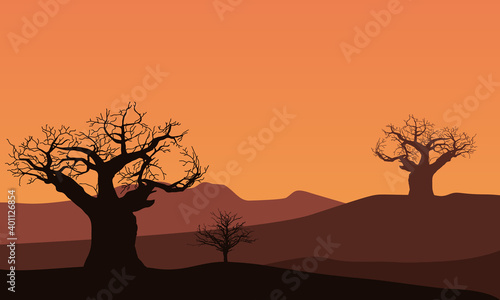Nice scenery of the twilight silhouette at sunset. City vector