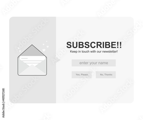 Modern subscription pop up with flat design