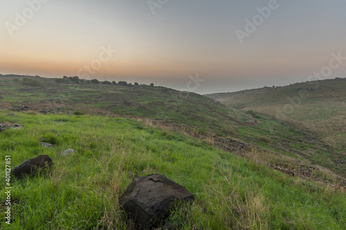 Sunrise view from Chorazin (Korazim) towards the Sea of Galilee photo