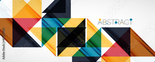 Geometric abstract background. Techno color triangle shapes. Vector illustration for covers, banners, flyers and posters and other designs