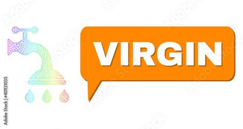 Virgin and shower tap vector. Spectrum colorful mesh shower tap, and chat Virgin cloud frame. Chat colored Virgin cloud has shadow. Vector framework generated from shower tap icon with mesh.
