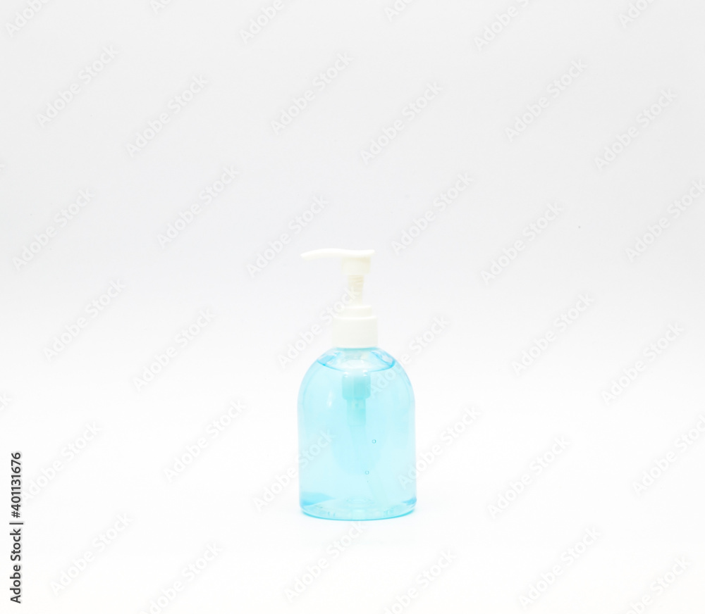 Pressing hand sanitizer on a white background. Pressing hand sanitizer on a white background.