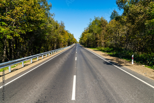Asphalt road or highway with road markings