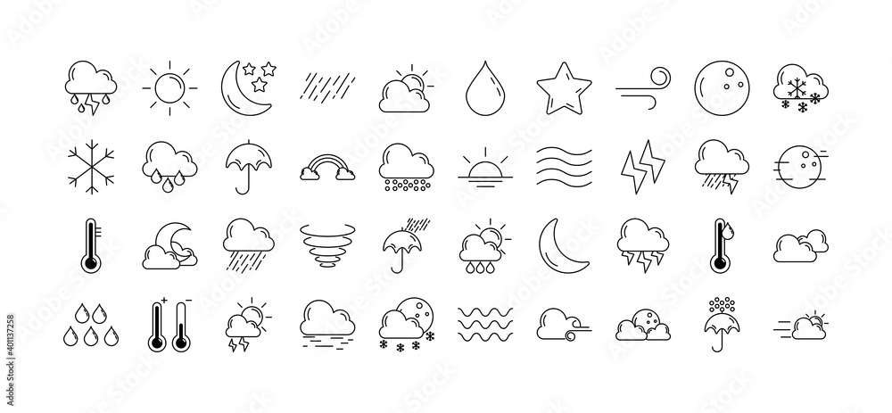 bundle of fourty weather line style icons