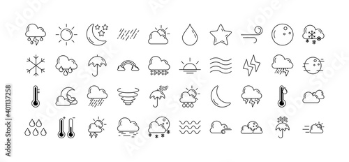 bundle of fourty weather line style icons © Jemastock