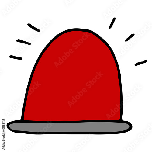 red fire alarm light for hazard warning, doodle style vector element, black outline,