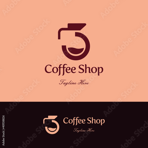 Initial letter J for Coffee shop and store logo concept with fluid icon and teapot