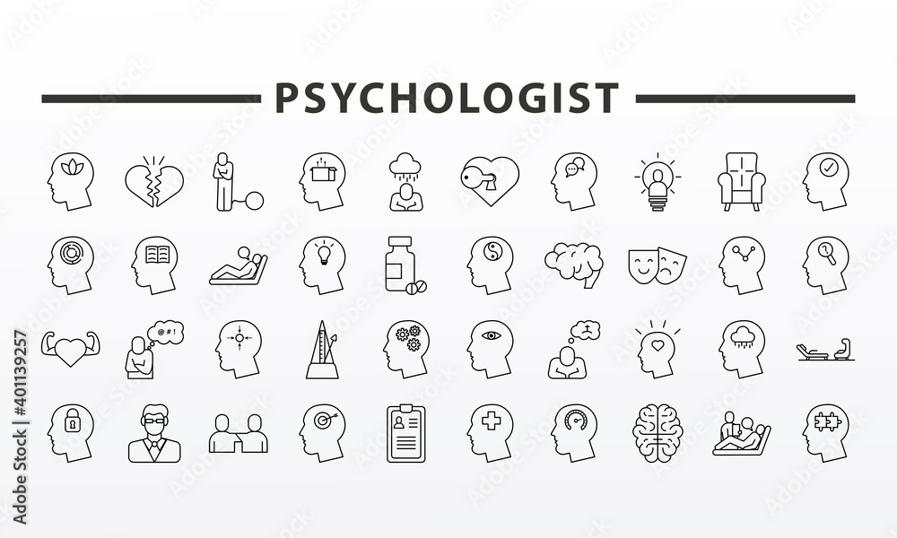 bundle of fourty psychological set icons and lettering bundle of fourty psychological set icons and lettering