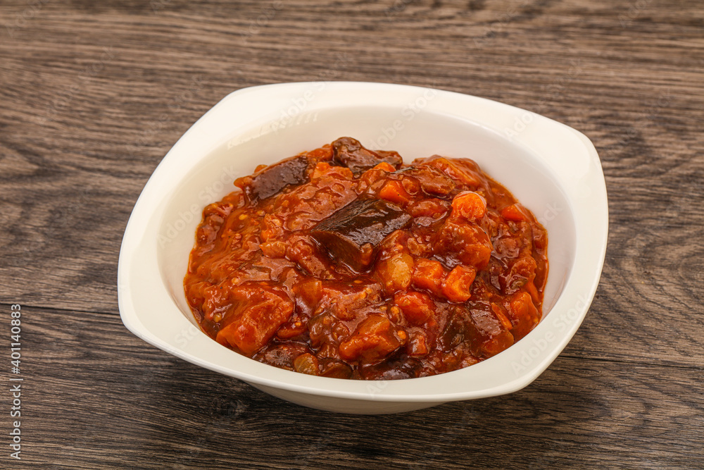 Eggplant saute with tomato and herbs Eggplant saute with tomato and herbs