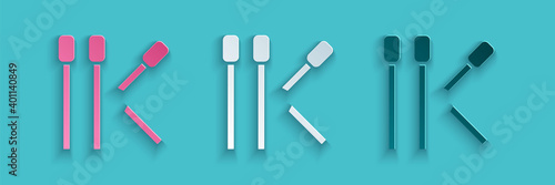 Paper cut Matches icon isolated on blue background. Paper art style. Vector.