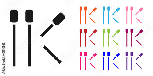 Black Matches icon isolated on white background. Set icons colorful. Vector.