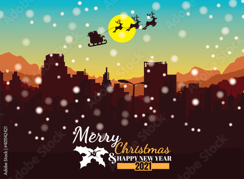 Merry Christmas vector illustration, Happy new year background. 