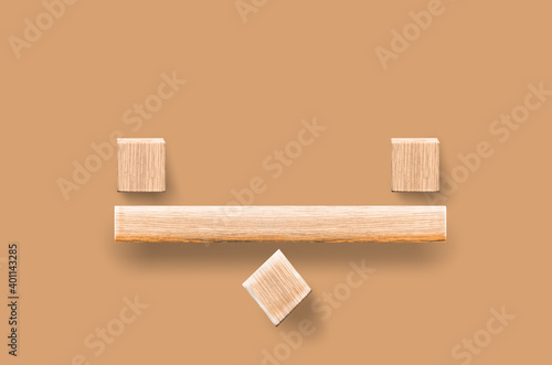 Fototapeta Naklejka Na Ścianę i Meble -  Creative Balance options or plans made by empty wood blocks 
