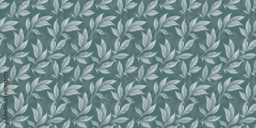 Botanical seamless pattern with vintage graphic peony leaves. Hand-drawn illustration. Background and texture. Good for production wallpapers, gift paper, cloth, fabric printing, goods.