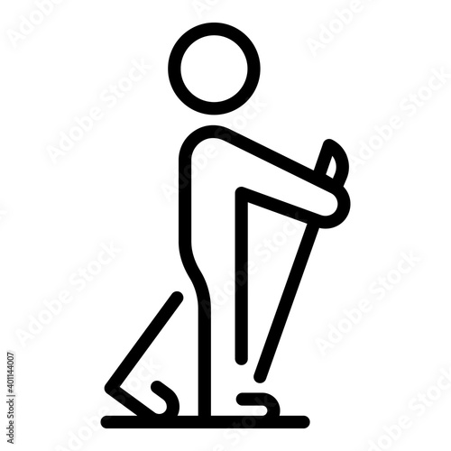 Active nordic walking icon. Outline active nordic walking vector icon for web design isolated on white background