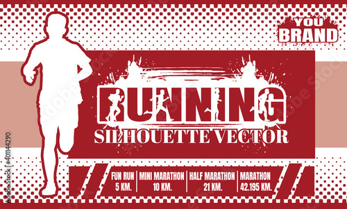 Running silhouettes. Vector illustration, Trail Running, Marathon runner.	