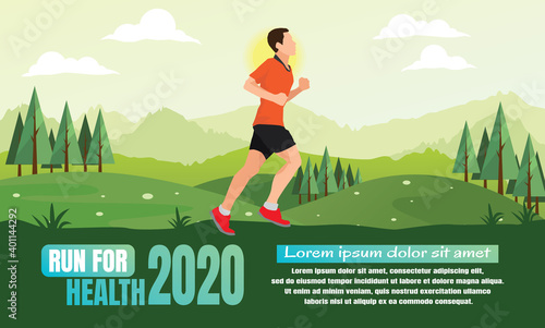 Running silhouettes. Vector illustration, Trail Running, Marathon runner.	