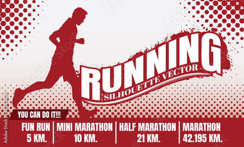 Running silhouettes. Vector illustration, Trail Running, Marathon runner.	