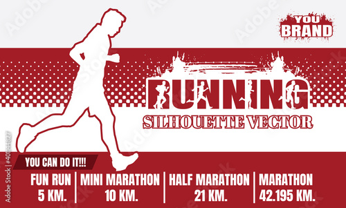 Running silhouettes. Vector illustration, Trail Running, Marathon runner.	