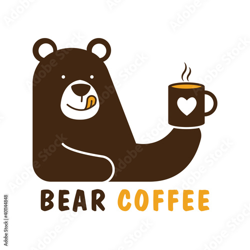 bear coffee logo design Template.