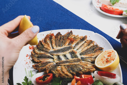 Fried Anchovies Turkish Name Hamsi Tava photo