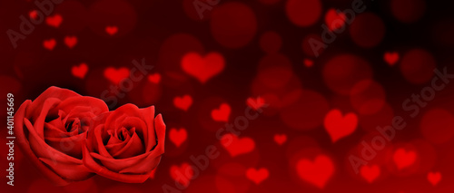  red roses in bokeh heart shaped background