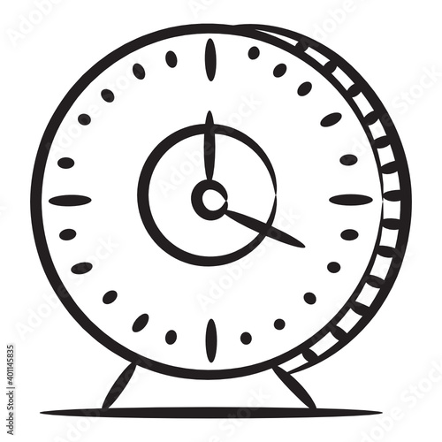 
A time keeping device icon, doodle design of clock vector 
