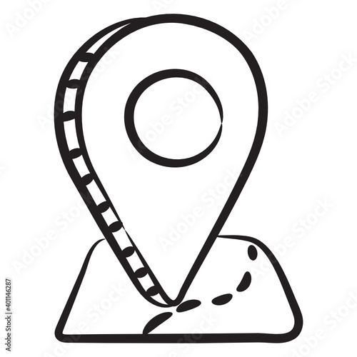 
A paper map location, doodle icon design

