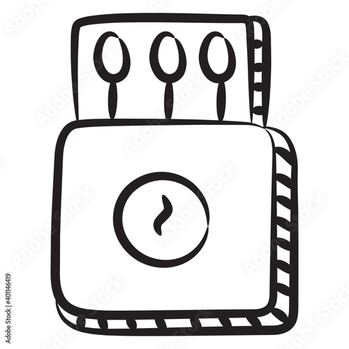 
Matchstick or matchbox icon in doodle design.
