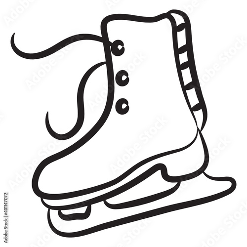 
Inline skates for skiing, doodle icon
