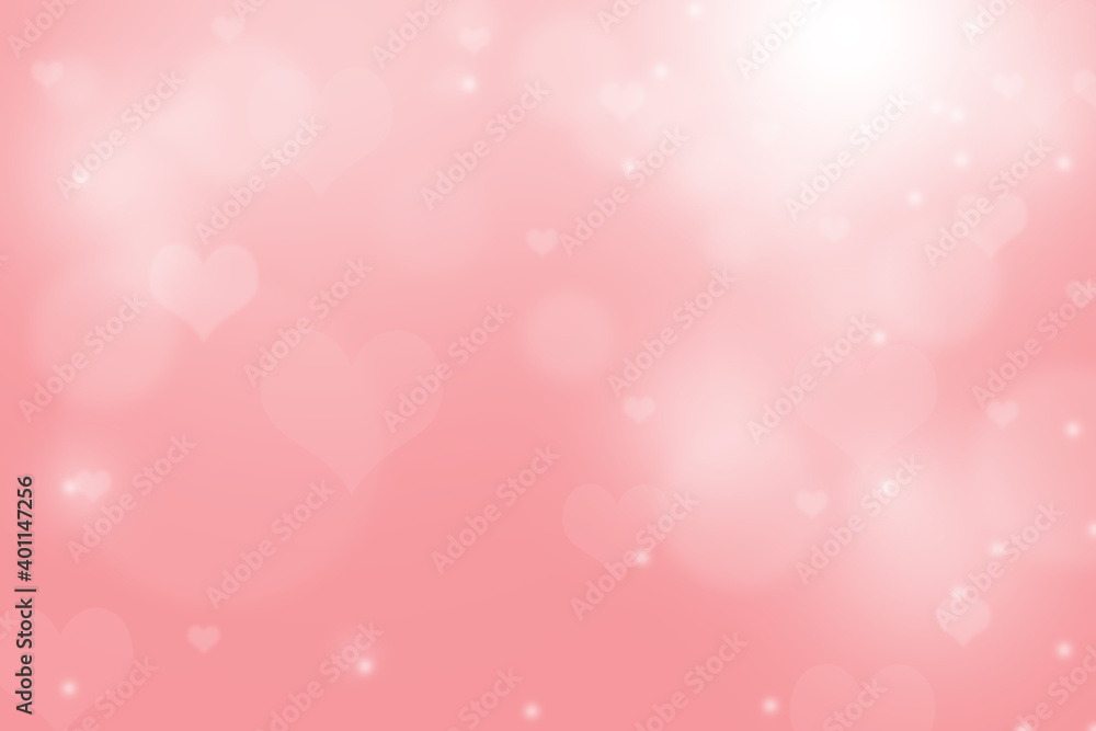 Sweet abstract background concept. white circle and heart shaped on pink wallpaper cute for love or valentine day.
