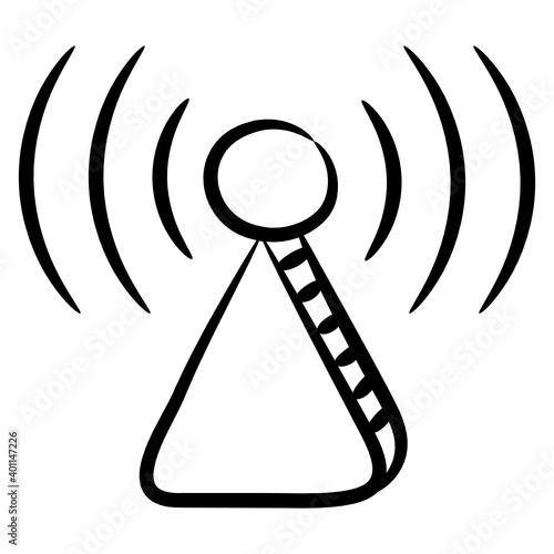 
Hand drawn icon of wifi tower, hotspot 
