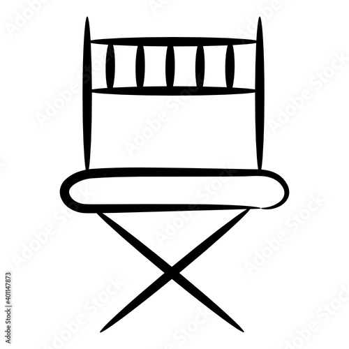 
Film director chair icon in hand drawn 
