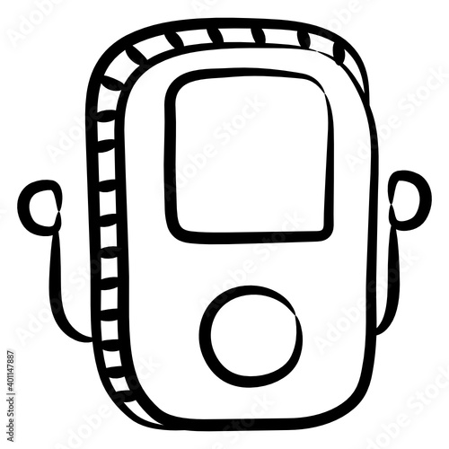 
Device with handsfree, portable music player in doodle style 
