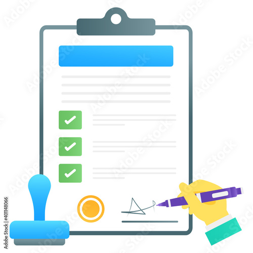 
Legal or official financial contract, business agreement in modern gradient  style 
