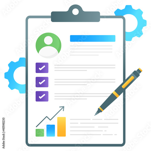 
Flat gradient vector of job description, task management 
