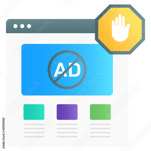 
No media advertising, gradient vector of ad blocker 
